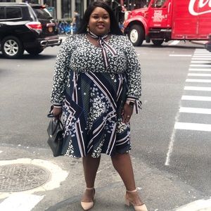 Eloquii Mixed Print Fit and Flare Dress